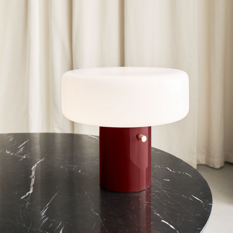 Pill High Gloss Oxblood Red Iron Table Lamp with Glass Shade by Bill Curry - image 7 of 11